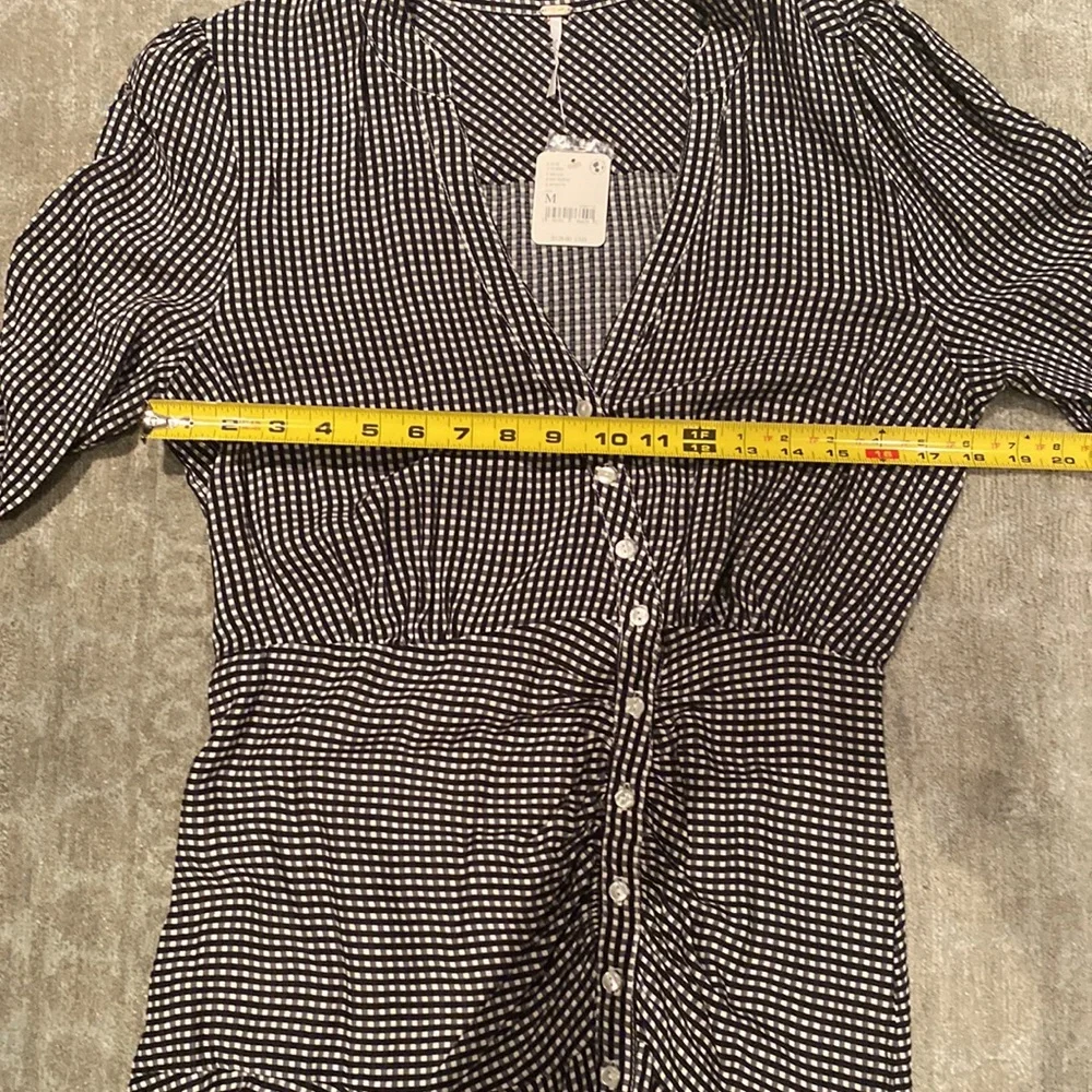 Free People Pippa Asymmetrical Gingham Mini Dress Size Medium - Picture 8 of 9